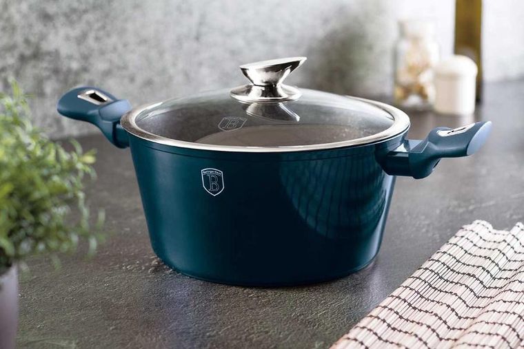 Berlinger Haus, Aquamarine, zestaw: garnki z pokrywą + patelnie + akcesoria, 22 elementy