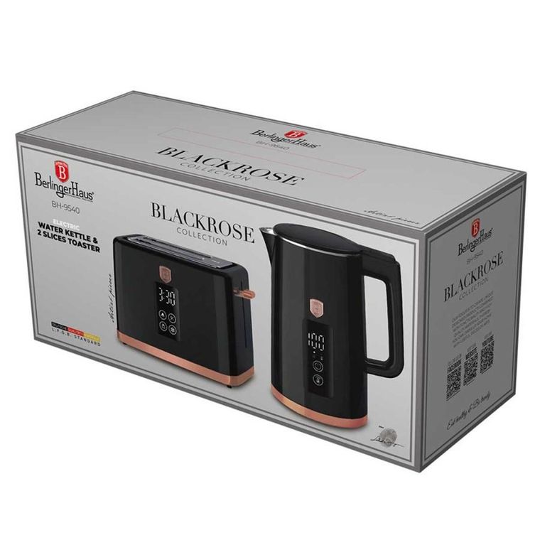 Berlinger Haus, Black Rose, zestaw: czajnik elektryczny i toster cyfrowy, BH-9540