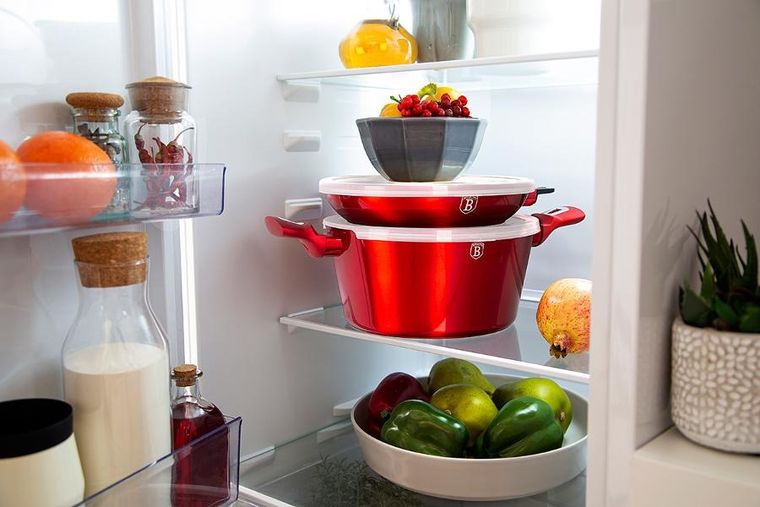 Berlinger Haus, Burgundy, zestaw: garnki granitowe z pokrywą + patelnie, 6 elementów