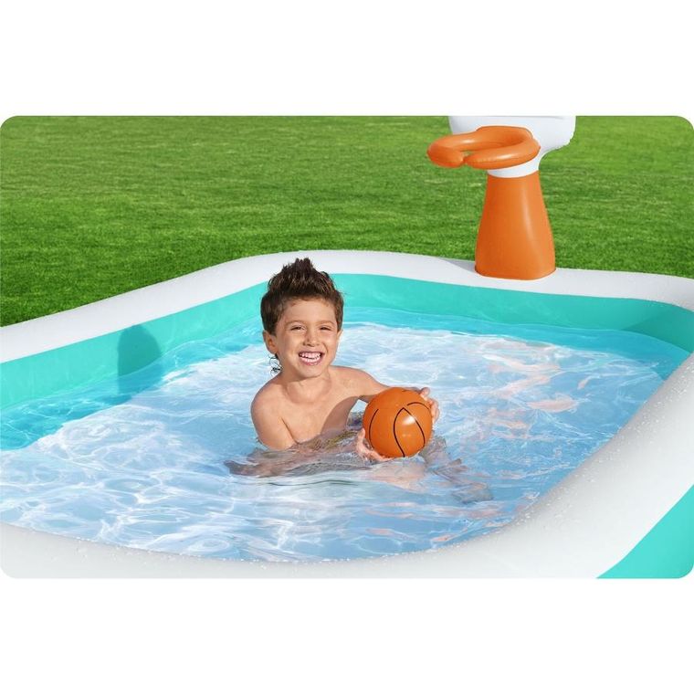Bestway, basen dmuchany z piłką i obręczą, prostokątny, 251-168-102 cm