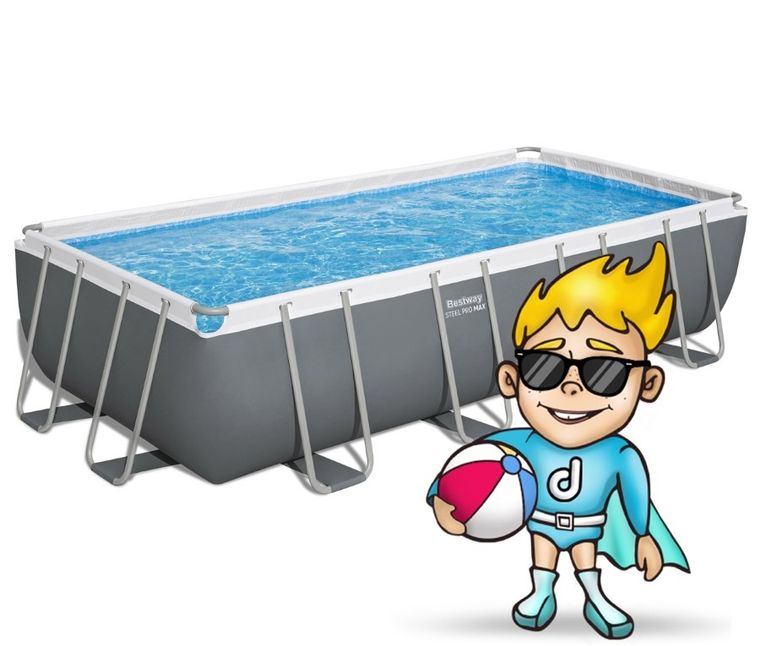 Bestway, basen stelażowy z pompą filtrującą i drabinką, prostokątny, 549-274-122 cm, 12w1