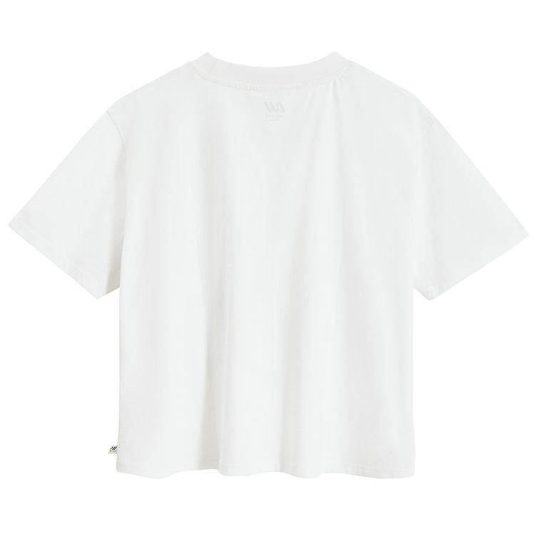 Biały t-shirt cropp z bawełny czesanej NOWEAR