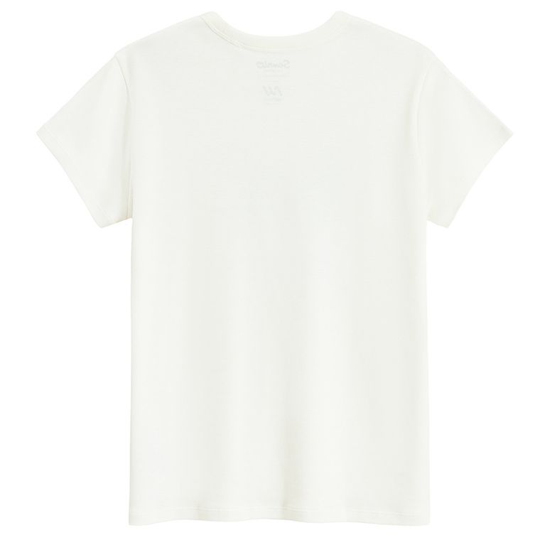 Biały T-shirt z nadrukiem Kuromi NOWEAR