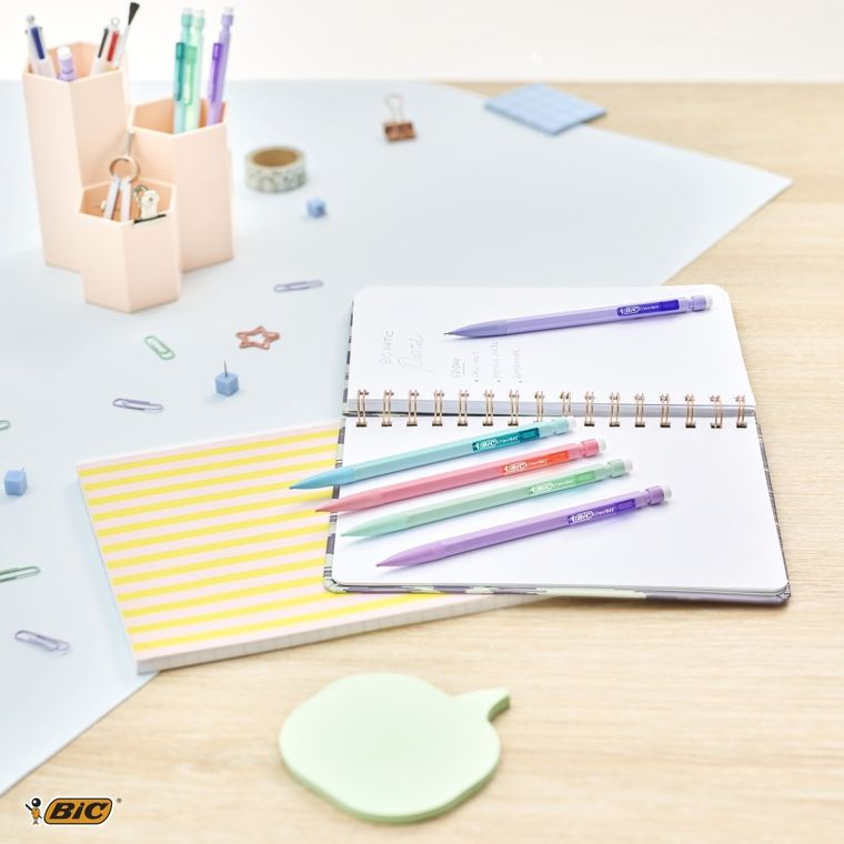 Bic, Matic, ołówkik automatyczne z gumką, HB, Pastel, 0,7 mm, 5 szt.