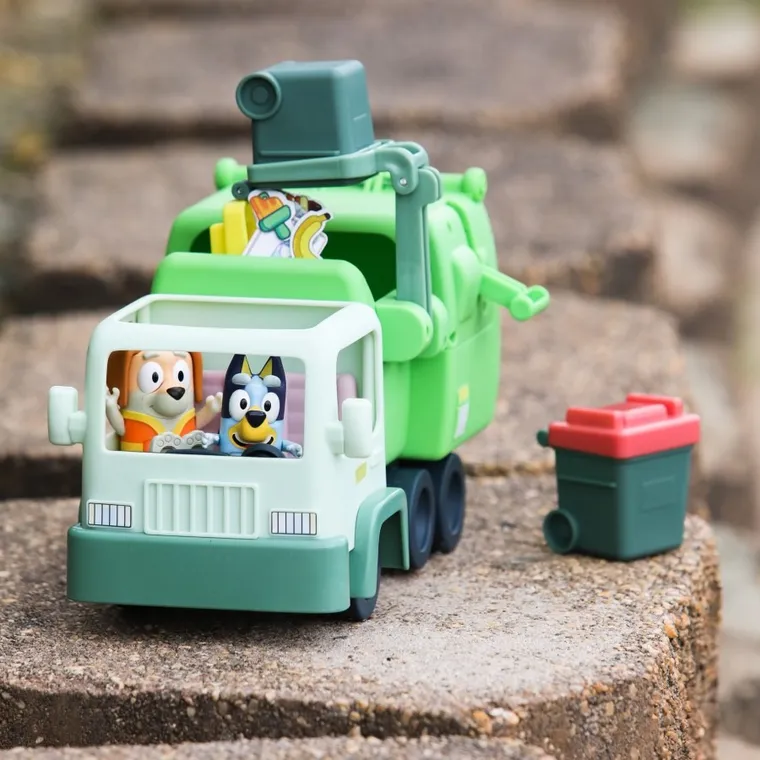 Bluey, pojazd śmieciarka + figurki