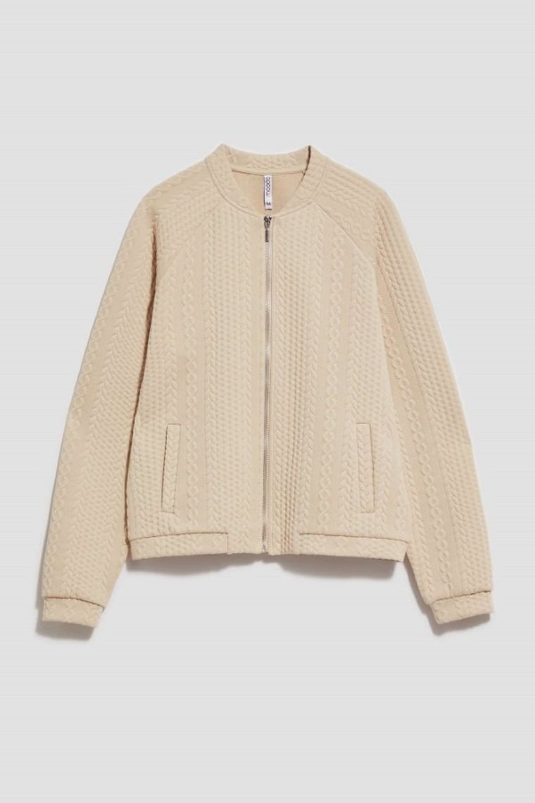 Bluza damska, rozpinana, beżowa, Moodo