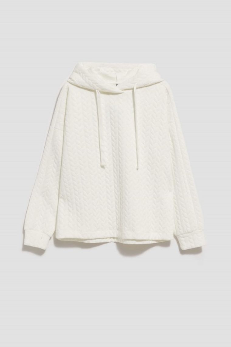 Bluza damska z kapturem, biała, Moodo
