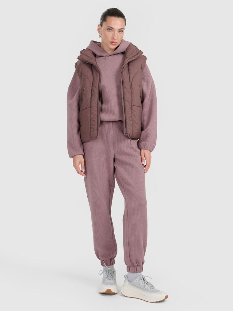 Bluza damska z kapturem, brązowa, 4F