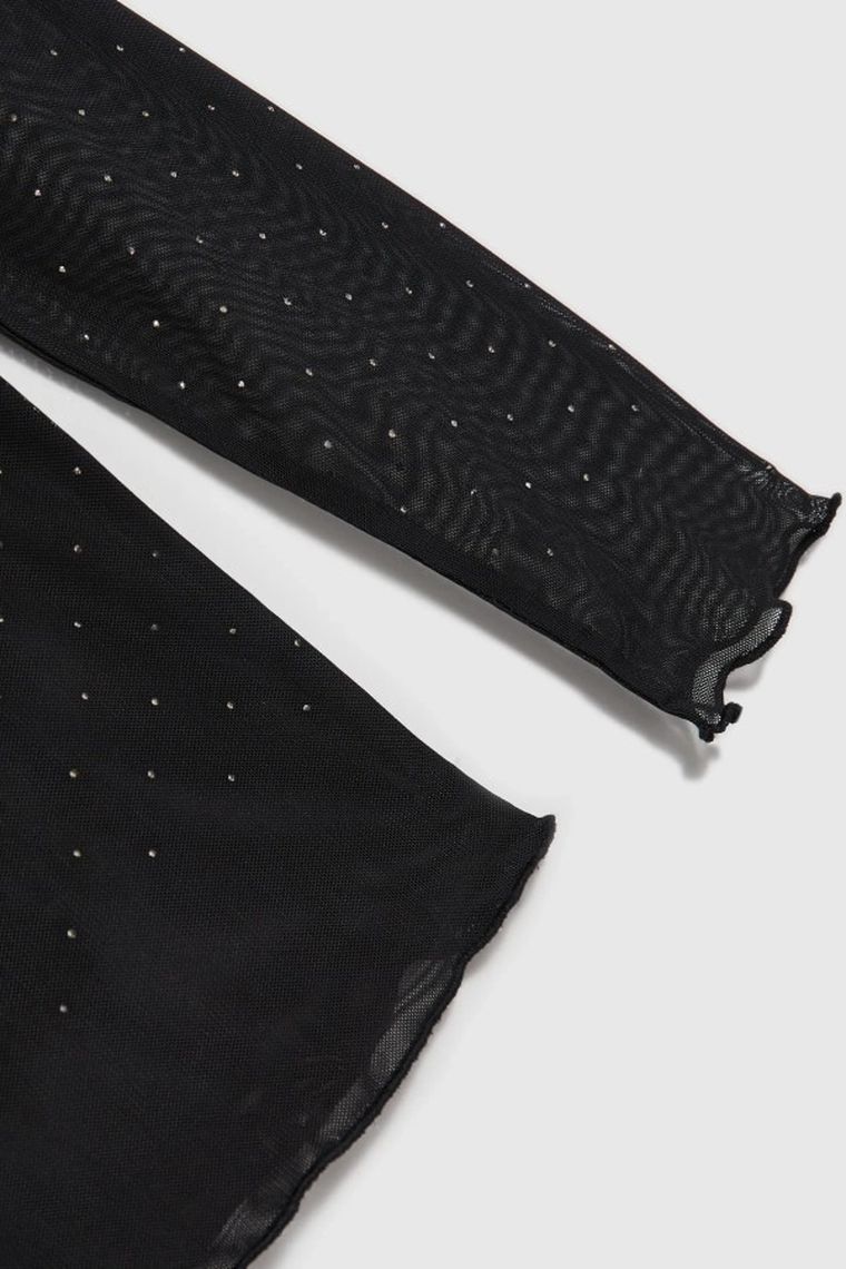 Bluzka damska z długim rękawem, czarna, Moodo