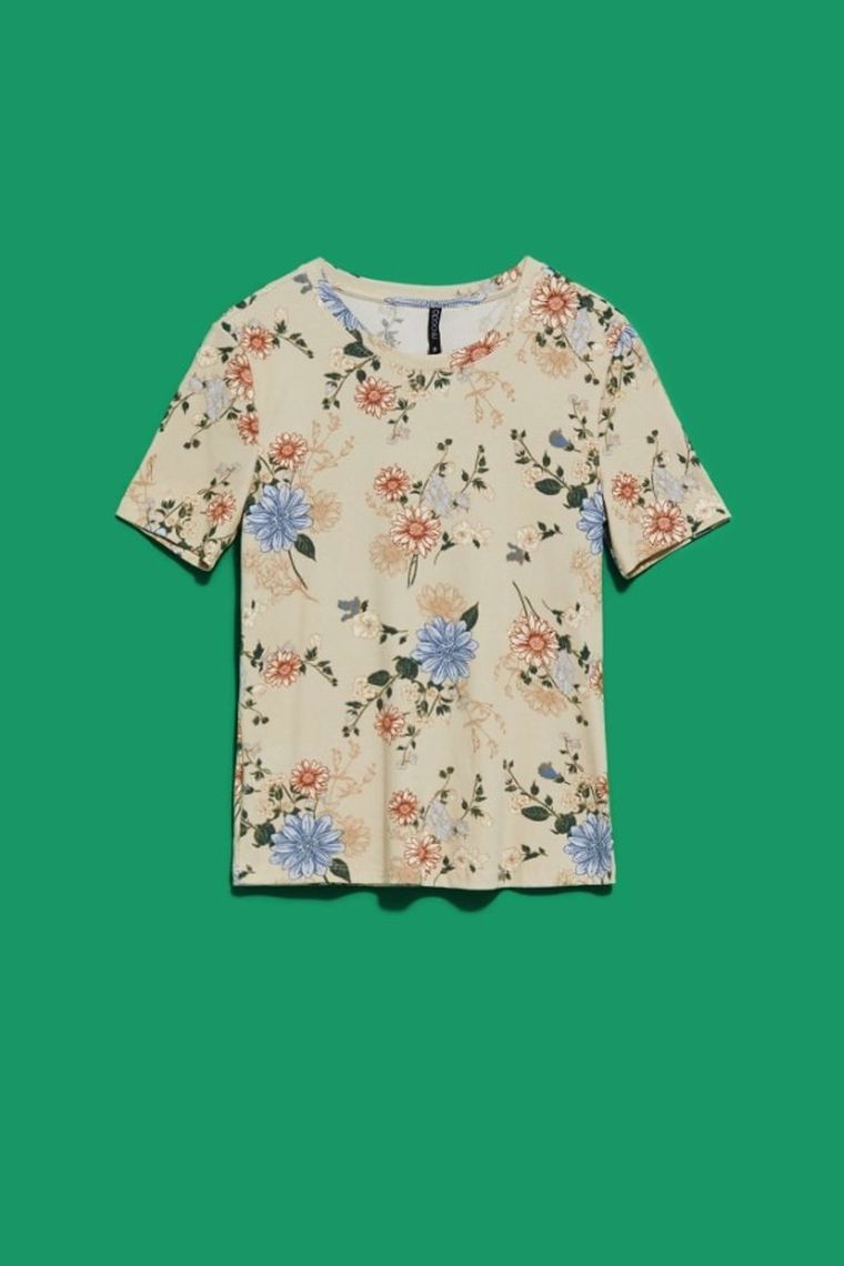 Bluzka damska z krótkim rękawem, biała, Moodo