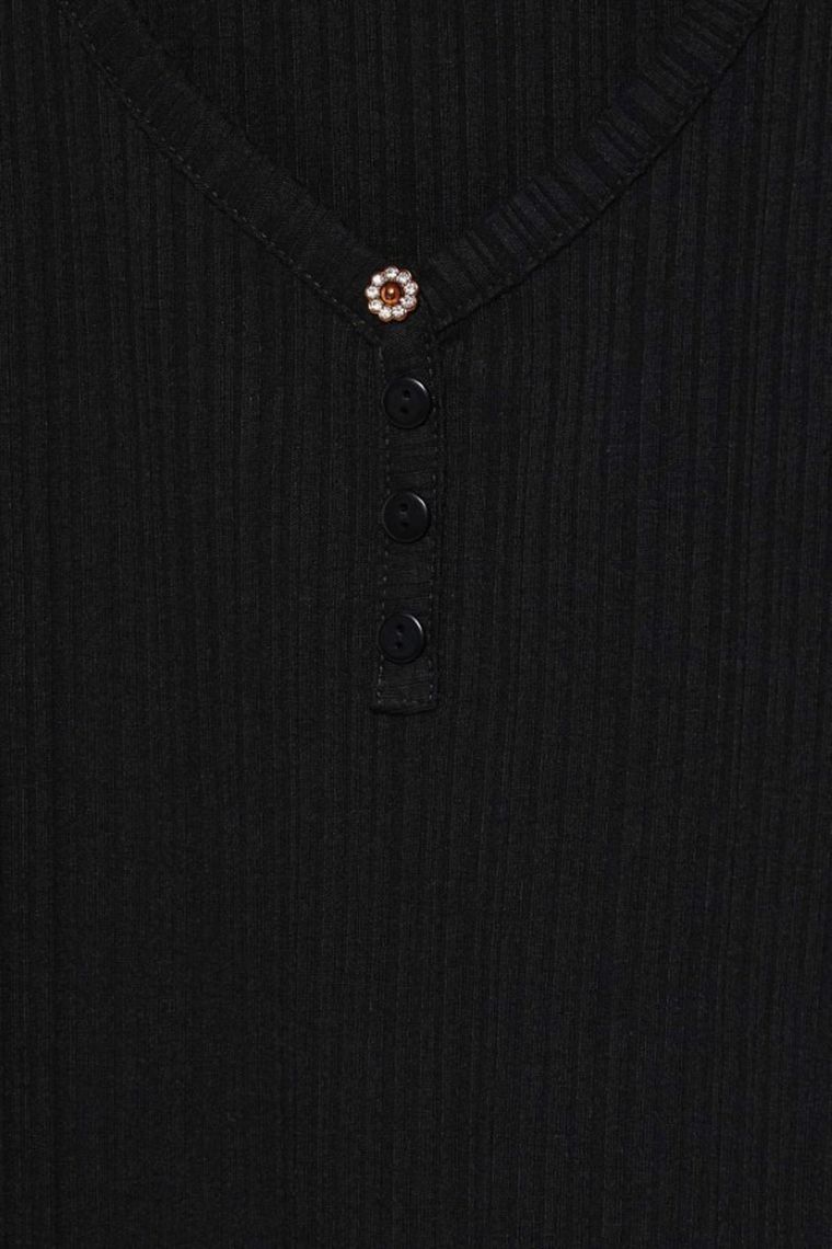 Bluzka damska z krótkim rękawem, czarna, Moodo