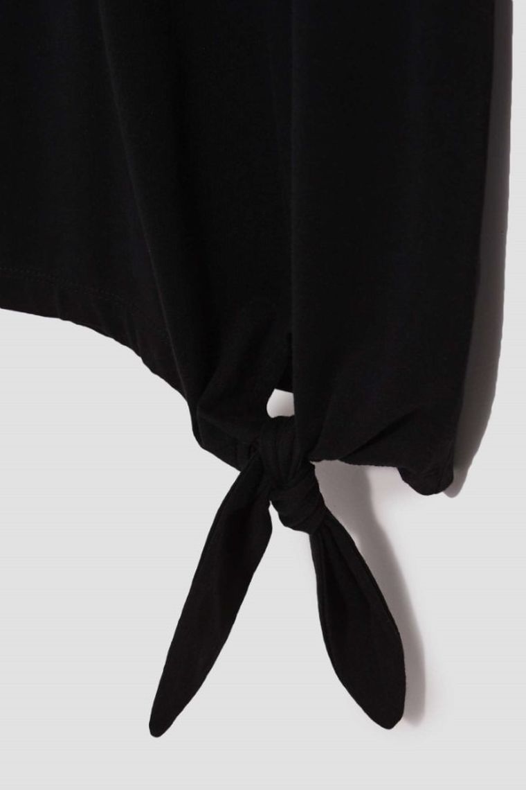 Bluzka damska z krótkim rękawem, czarna, Moodo