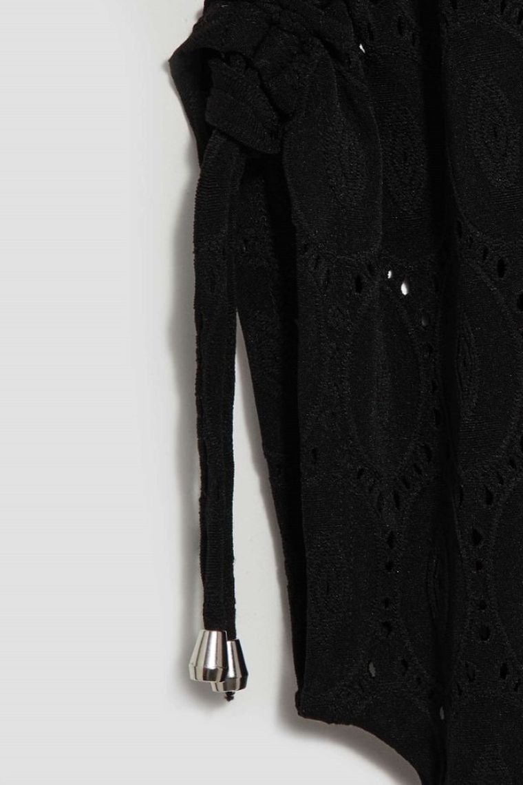 Bluzka damska z krótkim rękawem, czarna, Moodo