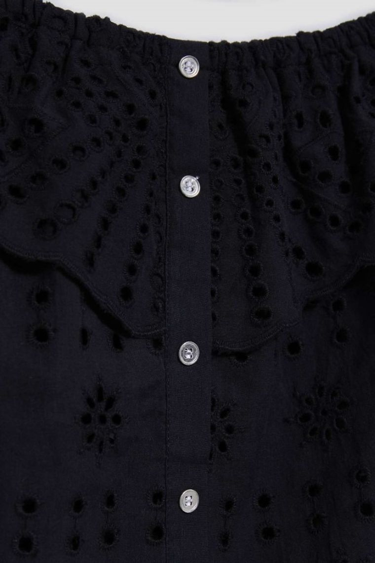 Bluzka damska z krótkim rękawem, czarna, Moodo