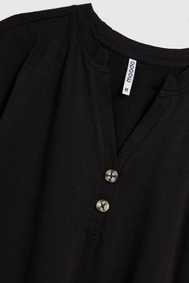 Bluzka damska z krótkim rękawem, czarna, Moodo