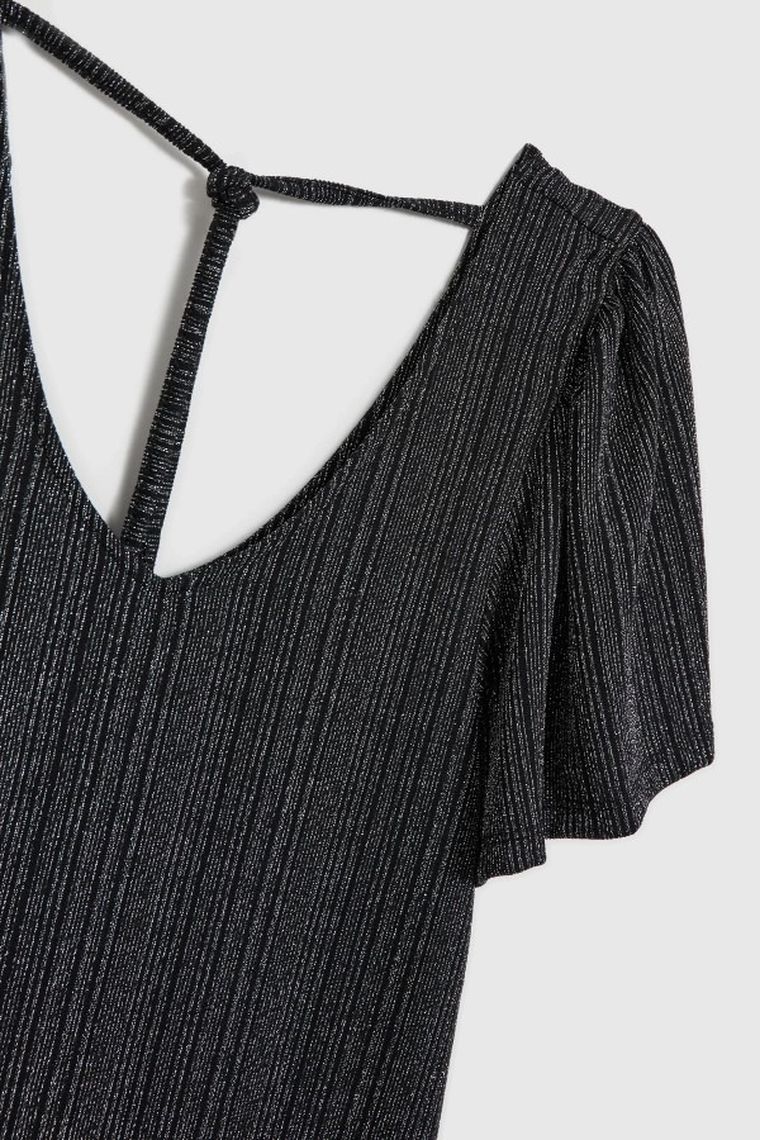 Bluzka damska z krótkim rękawem, srebrna, Moodo