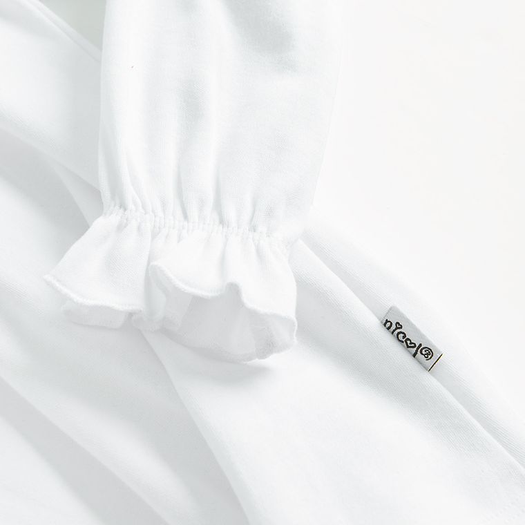 Bluzka dziewczęca z długim rękawem, biała, Nicol