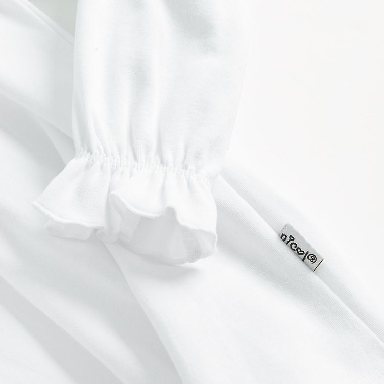 Bluzka dziewczęca z długim rękawem, biała, Nicol