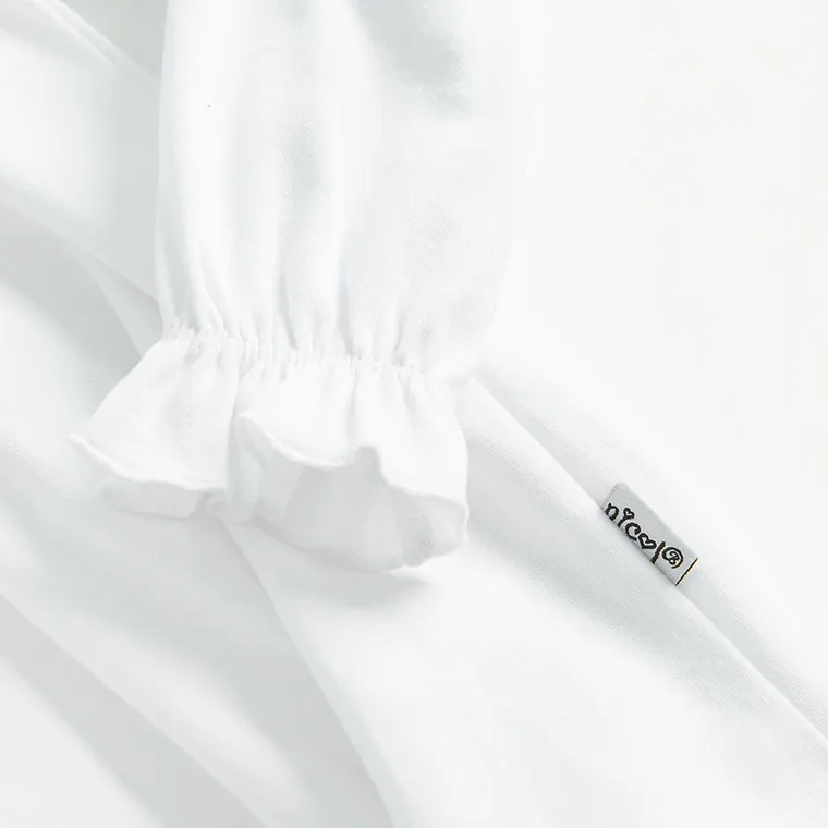 Bluzka dziewczęca z długim rękawem, biała, Nicol