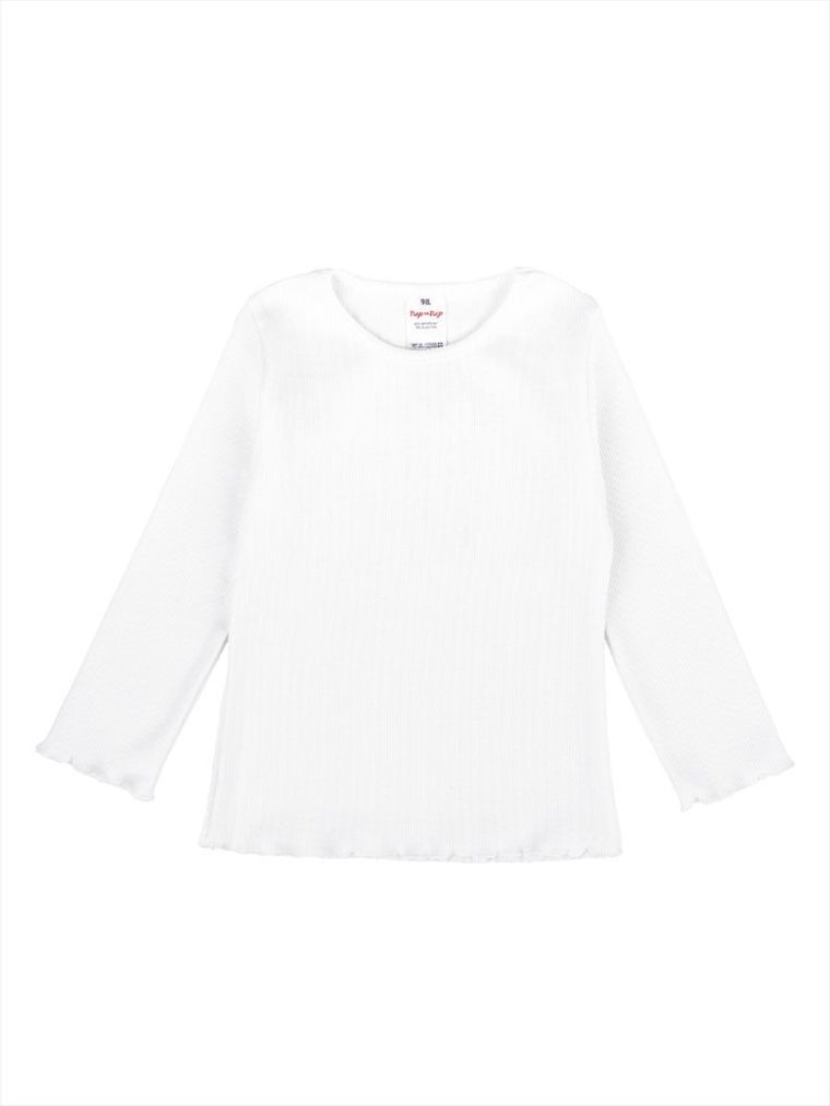 Bluzka dziewczęca z długim rękawem, prążkowana, biała, Tup Tup