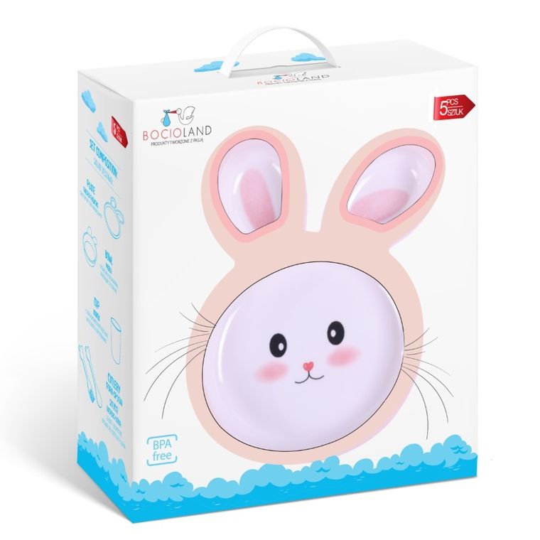 Bocioland, Królik, zestaw naczyń, 5 elementów