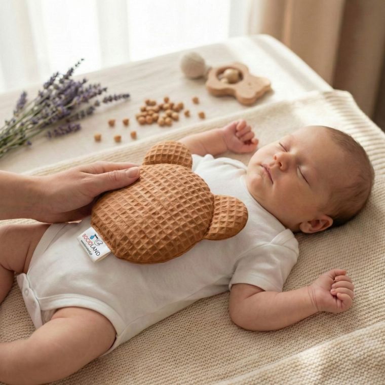 Bocioland, Miś, termofor z pestek wiśni z lawendą, wafel, brązowy