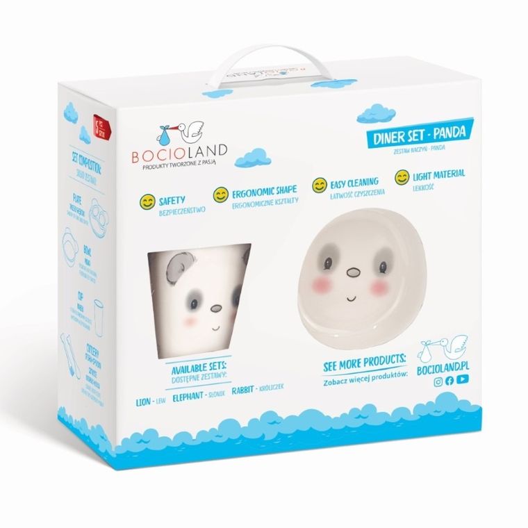 Bocioland, Panda, zestaw naczyń, 5 elementów