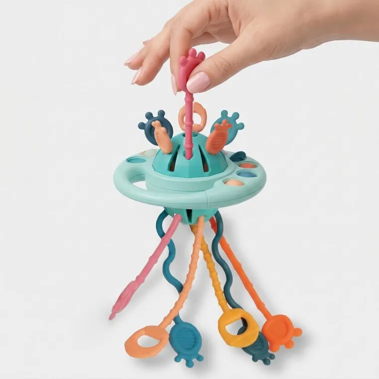 Bocioland, UFO, gryzak, grzechotka, przeciąganiec, zabawka sensoryczna