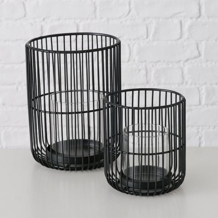 Boltze Home, Cindy, lampion metalowy ze szklanym wkładem, 14 - 20 cm