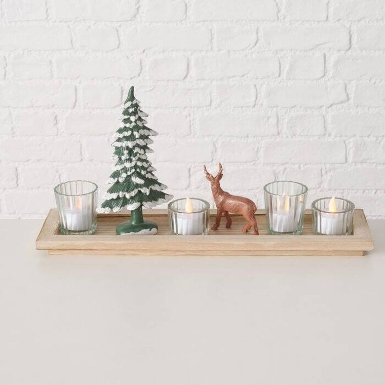 Boltze Home, dekoracyjna taca z figurkami i świecznikami, dł. 42 cm