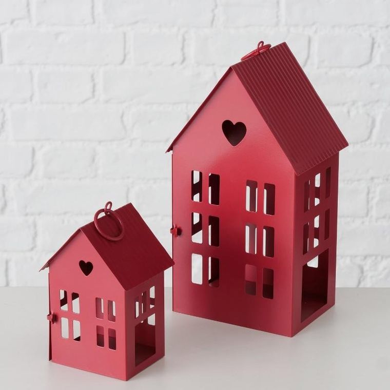 Boltze Home, lampion metalowy w kształcie domu, Alamo, 14 i 25 cm