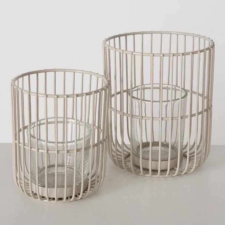 Boltze Home, metalowy lampion, Cindy, beżowy, 2 szt.