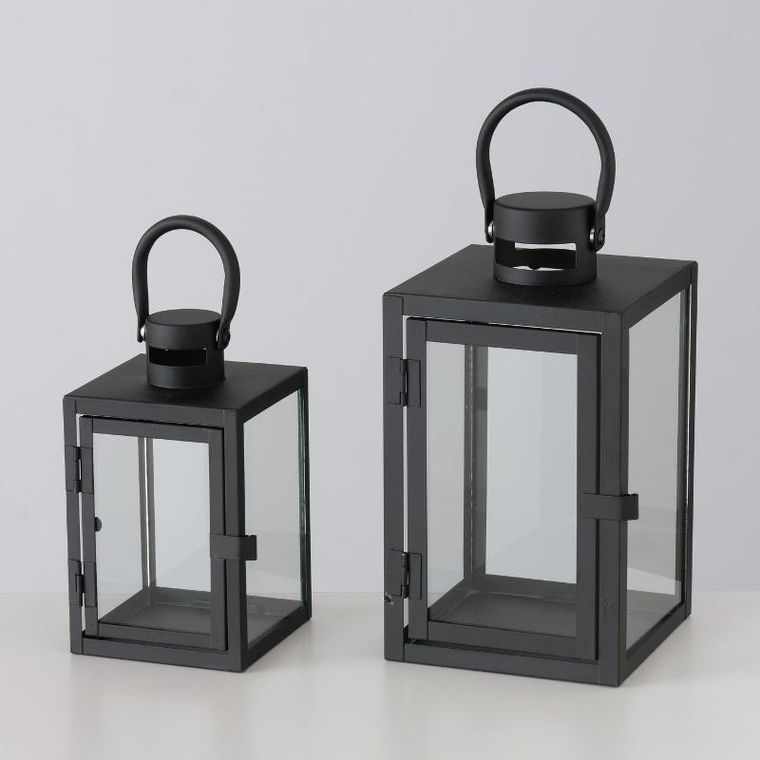 Boltze Home, metalowy lampion ze szklaną szybą, dwa rozmiary, Arana