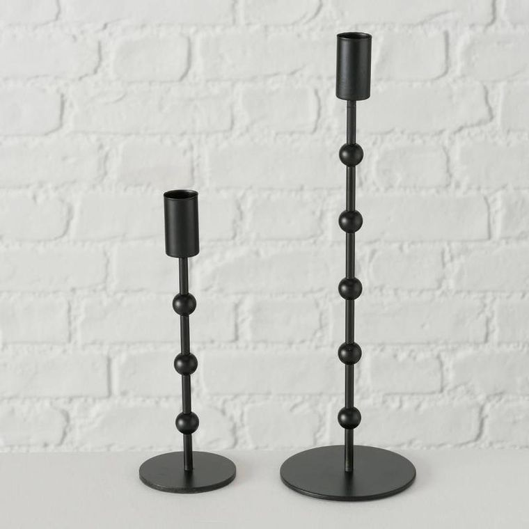 Boltze Home, metalowy świecznik Kimberly, 2 szt., kolor czarny