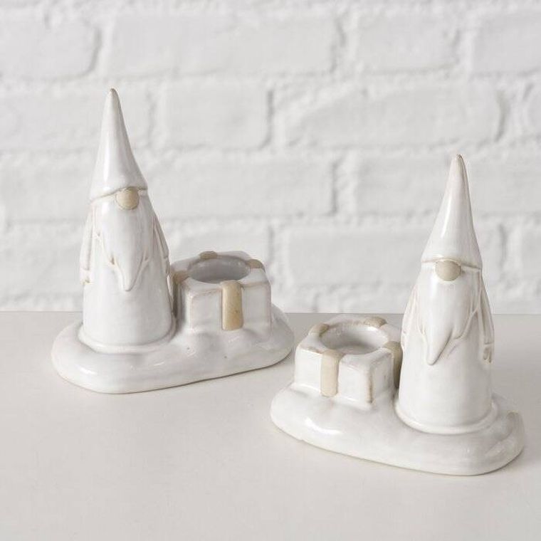 Boltze Home, Slavko, świecznik z gnomem na pojedynczą świecę, 11 cm