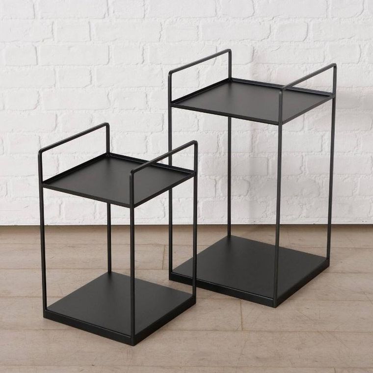 Boltze Home, stoliki kawowe loftowe czarne, Como, 2 szt.