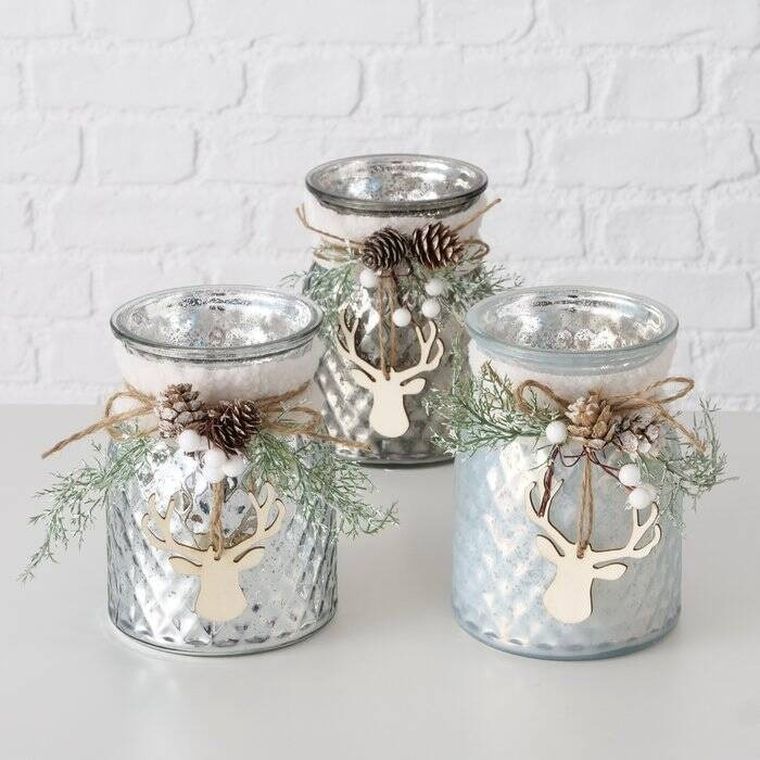 Boltze Xmas, Wilka, świecznik, słoik ze stroikiem, 16 cm