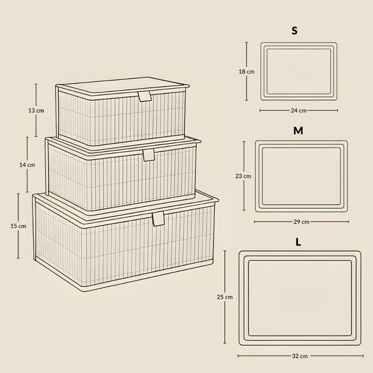 Boximo, Tilva, zestaw zamykanych koszyków, 3 szt.