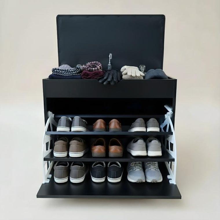 Boximo, Vault, szafka na buty z siedziskiem i wysuwanymi półkami, 57-30-53 cm