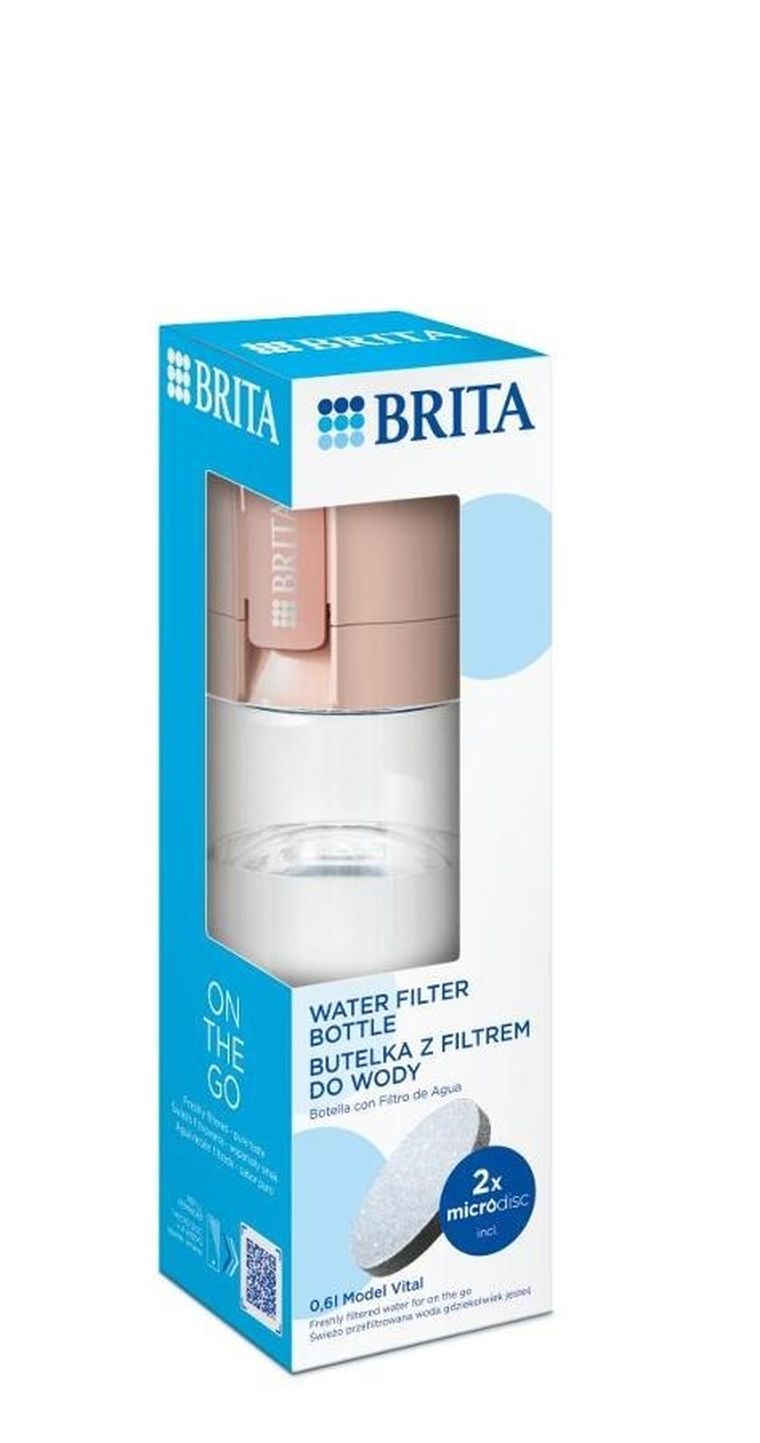 Brita, butelka filtrująca, Vital, pastelowa brzoskwinia, 2 dyski