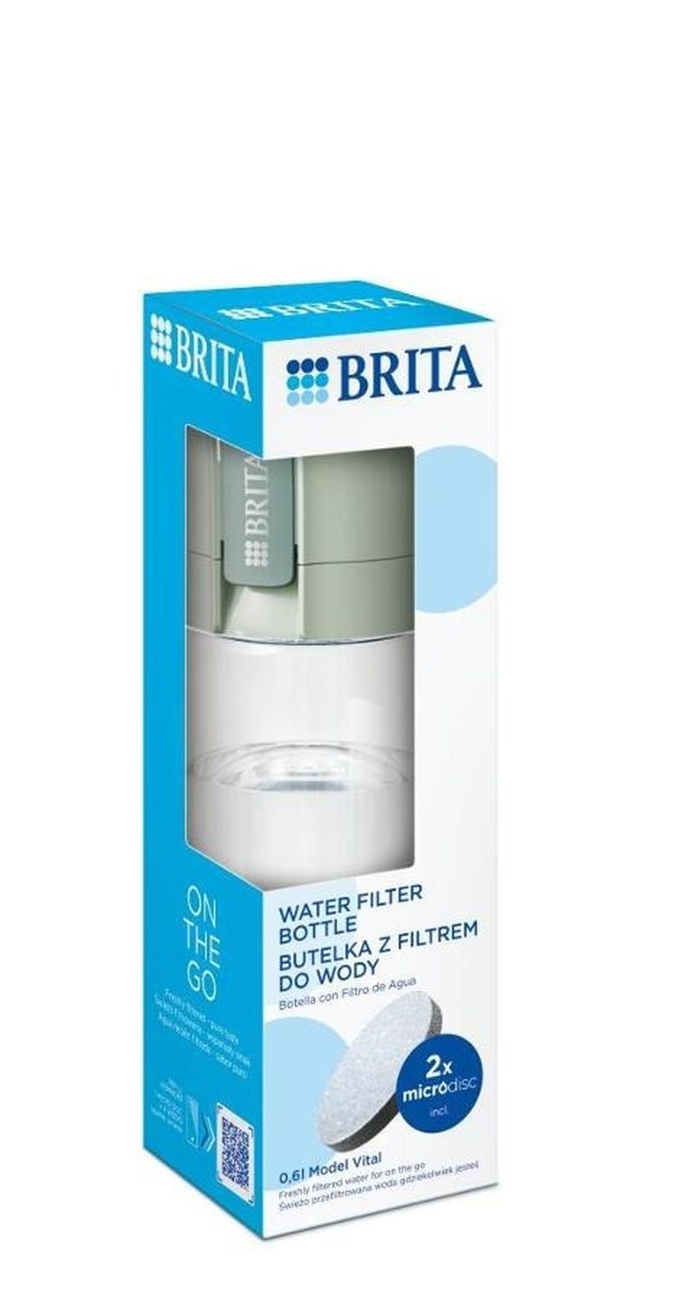 Brita, butelka filtrująca, Vital, pastelowa zieleń, 2 dyski