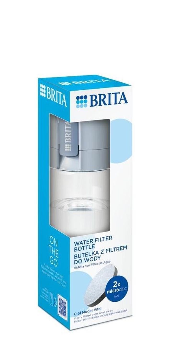 Brita, butelka filtrująca, Vital pastelowy błękit, 2 dyski