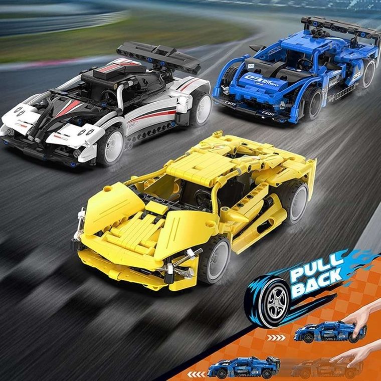 Cada, Lightning Sports Car z napędem Pull-back, klocki konstrukcyjne, pojazd, 357 elementów