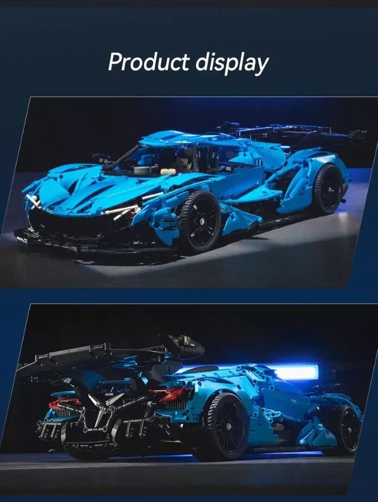 Cada, V12 Hypercar, pojazd wyścigowy, niebieski, 1:8, 60 cm, 3865 elementów