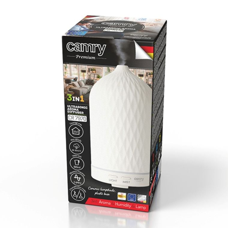 Camry, ultradźwiękowy dyfuzor zapachowy, 3w1, CR 7970, biały