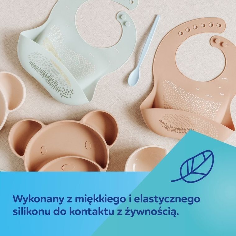 Canpol babies, śliniak silikonowy z kieszonką, green