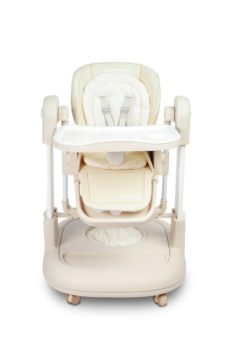 Caretero, Sitron 3w1, krzesełko do karmienia z funkcją huśtawki i chodzika, beige