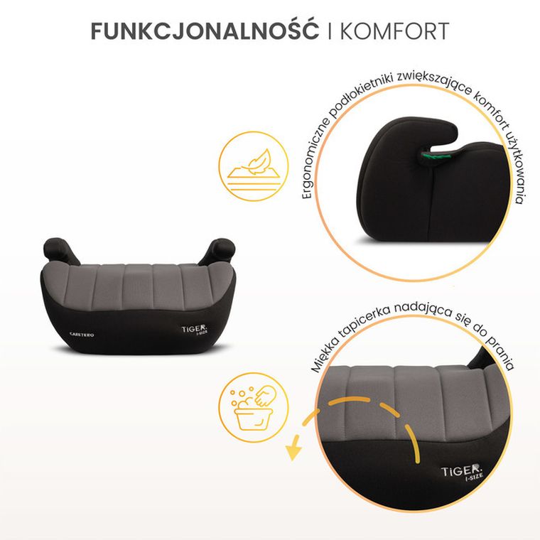 Caretero, Tiger i-Size, fotelik samochodowy, black, 125-150 cm