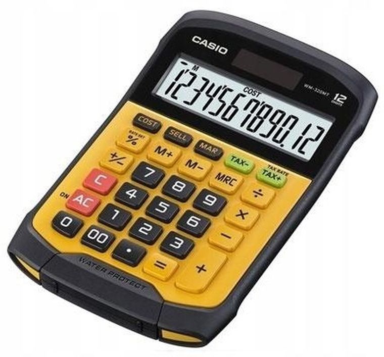 Casio, kalkulator biurowy, czarno-żółty, 12 cyfrowy wyświetlacz