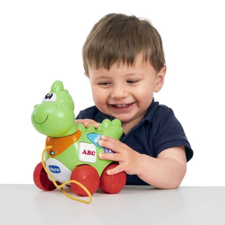 Chicco, Baby Sense & Focus, Dino, interaktywna zabawka do ciągnięcia
